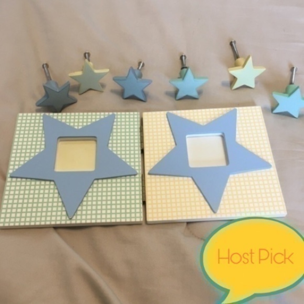 Baby star photo frame and 6 star dresser knobs